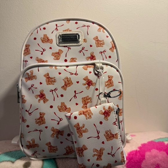 Madden Girl Handbags - Bears & Hearts print mini backpack with matching wallet NWT Madden girl